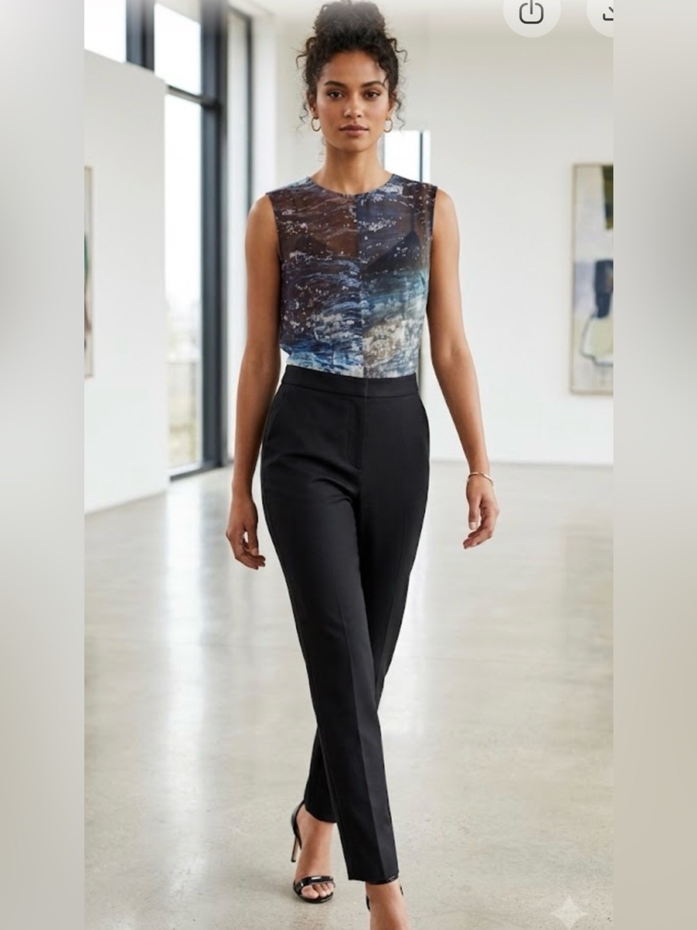 Ted Baker Langley Sheer Abstract Print Top Wool Blend Jumpsuit Sz 3 US M